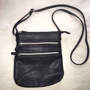 Three Zipper Black Bag